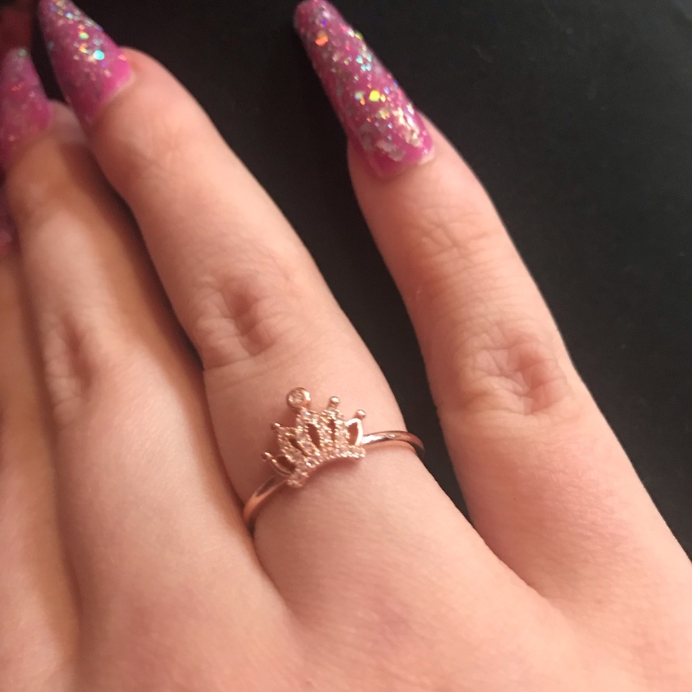 Sterling Silver 14k Rose Gold Plated Crown Ring